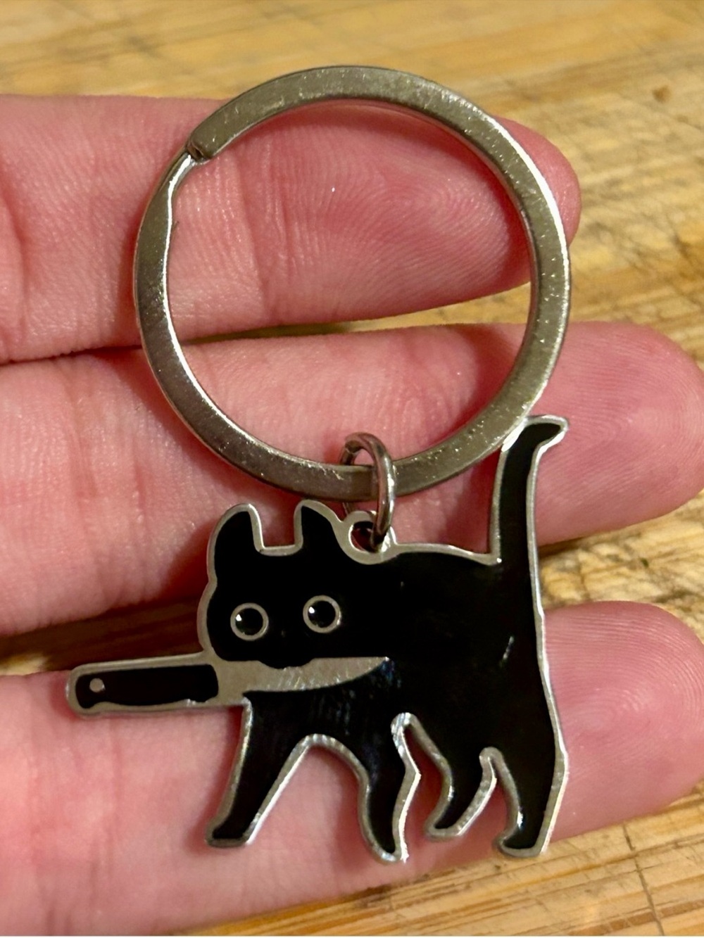 🐈‍⬛NEW Knife Cat Enamel Keychain/ Bag Charm Black Cat Design Funny Cute Goth